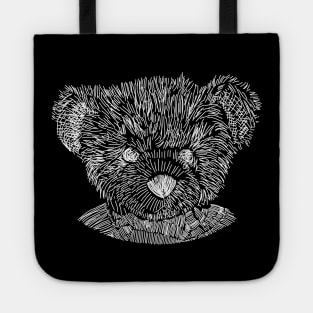 Spooky Teddy Bear Horror White Line Sketch Tote