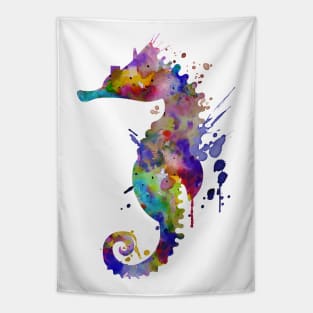 Colorful Seahorse Silhouette Tapestry