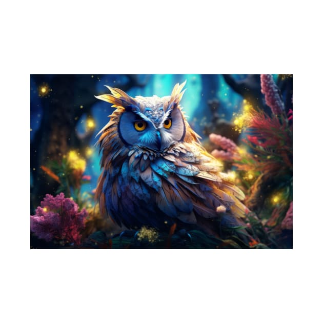 Owl Animal Bird Wildlife Wilderness Colorful Realistic Illustration by Cubebox