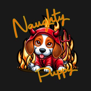 Naughty Puppy - Beagle in Devil Costume T-Shirt