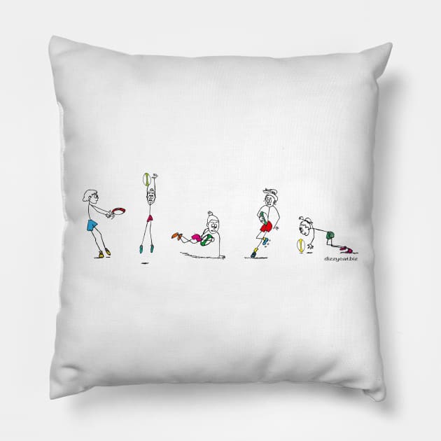 Rugby stick figures Pillow by dizzycat-biz