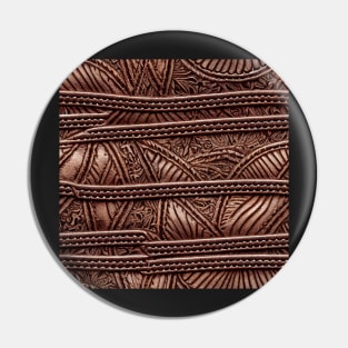 Brown ornamental leather, natural and ecological leather print #34 Pin