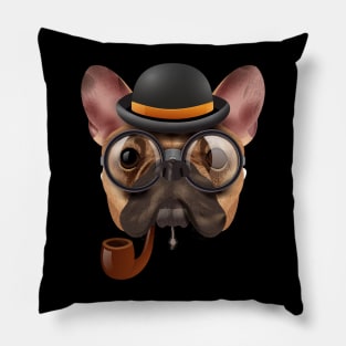 Hipster Bulldog Pillow