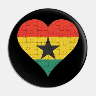 Ghanaian Jigsaw Puzzle Heart Design - Gift for Ghanaian With Ghana Roots Pin