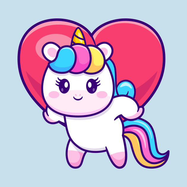 Cute Unicorn Bring Love Heart Cartoon by Catalyst Labs