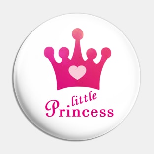 Cute Little Princess with Pink Crown and Heart Pin