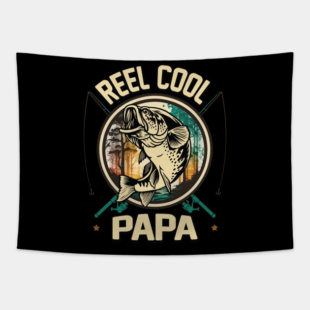 Reel Cool Papa Fishing Gift Tapestry by ryanjaycruz