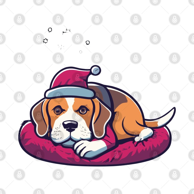 Beagle Dog On A Bed Christmas by Graceful Designs