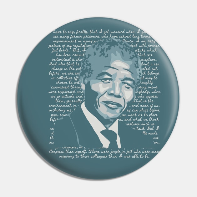 Nelson Mandela Portrait And Quote Pin by Slightly Unhinged