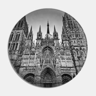 Notre Dame de Rouen black and white Pin