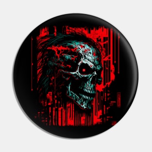 Cyberpunk Skull with red chip Pin