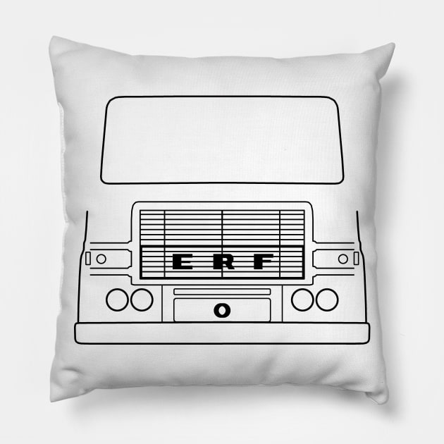 ERF A series classic truck outline graphic (black) Pillow by soitwouldseem