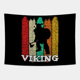 Vikings - Retro Style Viking Vintage Silhouette Tapestry