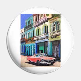 Pink Car In Cuba Pin