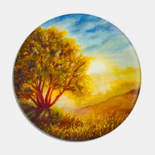 Long shadows of golden hour - pastel painting Pin