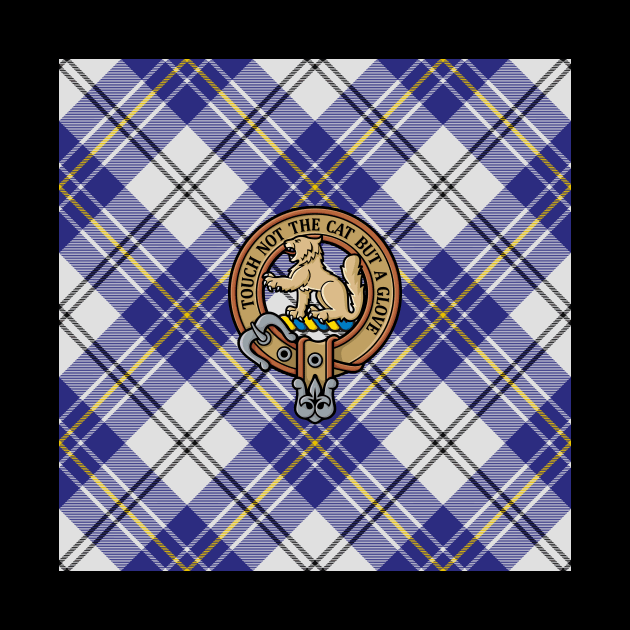 Clan MacPherson Crest over Blue Dress Tartan by sifis