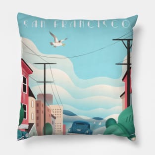 Vintage Art Deco San Francisco Pillow