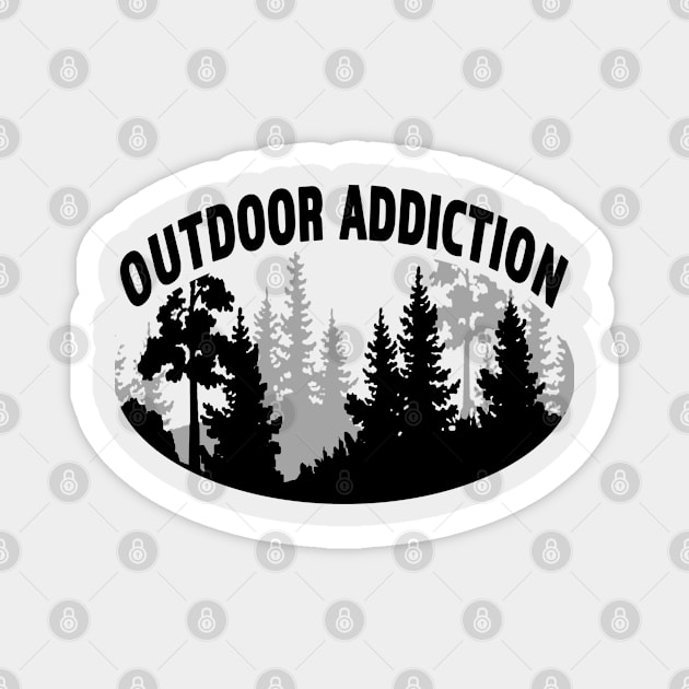 Outdoor Addiction - Great Gift For The Outdoors Lover - Black Lettering & Logo Design Magnet by RKP'sTees