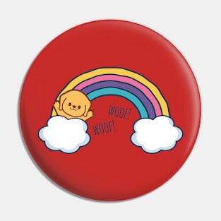 Rainbow with golden retriever Pin