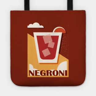 Negroni art print, Cocktail, Retro 70s, Aesthetic art, Alcohol poster, Exhibition print, Mid century Tote