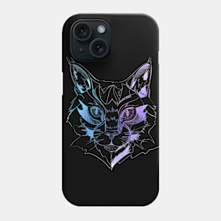 Wild Cat White on Black Phone Case