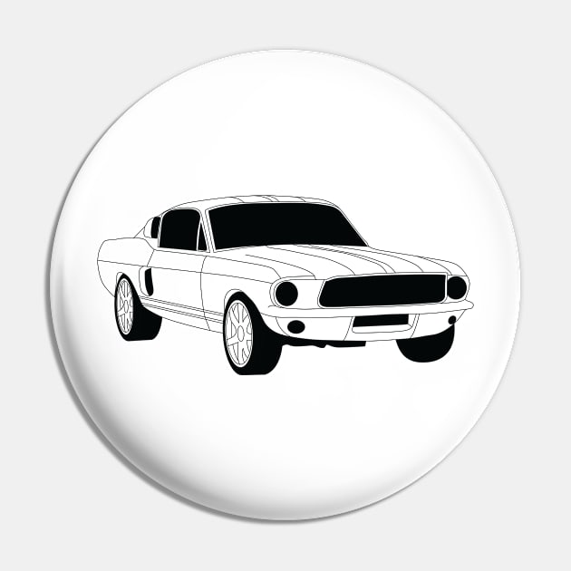 FF Ford Mustang Black Outline Pin by kindacoolbutnotreally