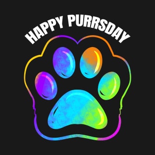 Colorful Cat Paw Print On Purrsday T-Shirt