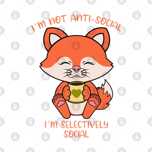 I am not antisocial, cute fox by JS ARTE