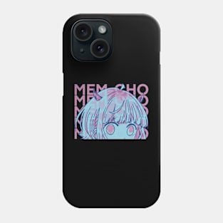 Neon Mem-Cho Peeker -  Oshi no Ko Anime Girl Peeker with MemCho Typography Phone Case