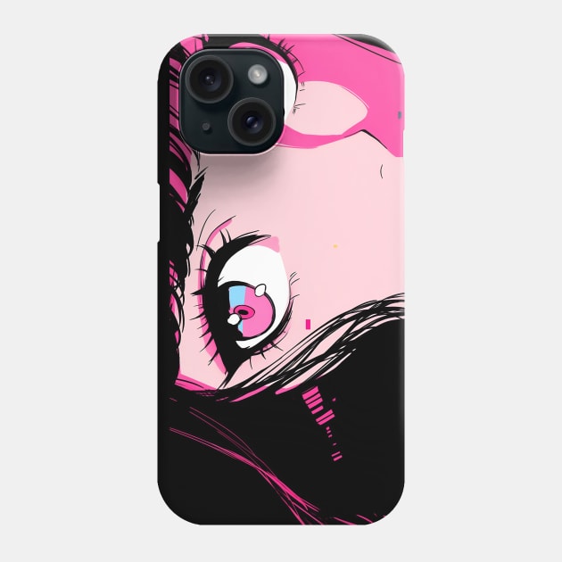 Japanese Anime Girl Vaporwave Waifu Phone Case by Trippycollage