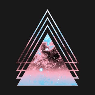 Transgender Pride Layered Galaxy Triangles T-Shirt