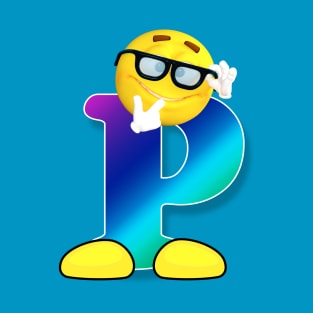 Letter P Alphabet Smiley Monogram Face Emoji Shirt for Men Women Kids T-Shirt