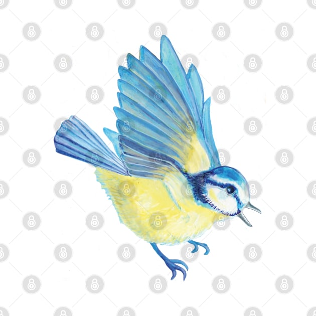 Great Tit (Paridae) flying by Julia Doria Illustration