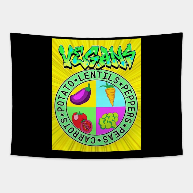 Vegans 2 Tapestry by LowEndGraphics