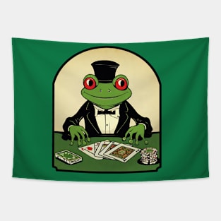 Frog poker player Tapestry