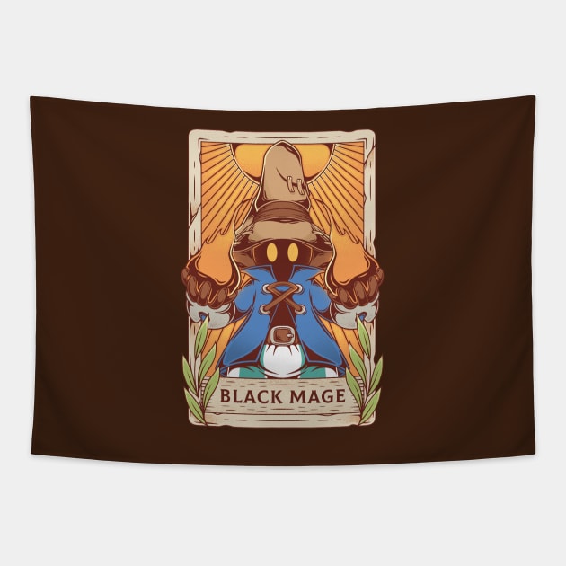 Black Mage Tarot Card Tapestry by Alundrart