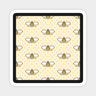 Cute Yellow Bees and Dots on Cream Magnet