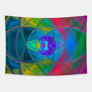 Mosaic Kaleidoscope Flower Rainbow Tapestry