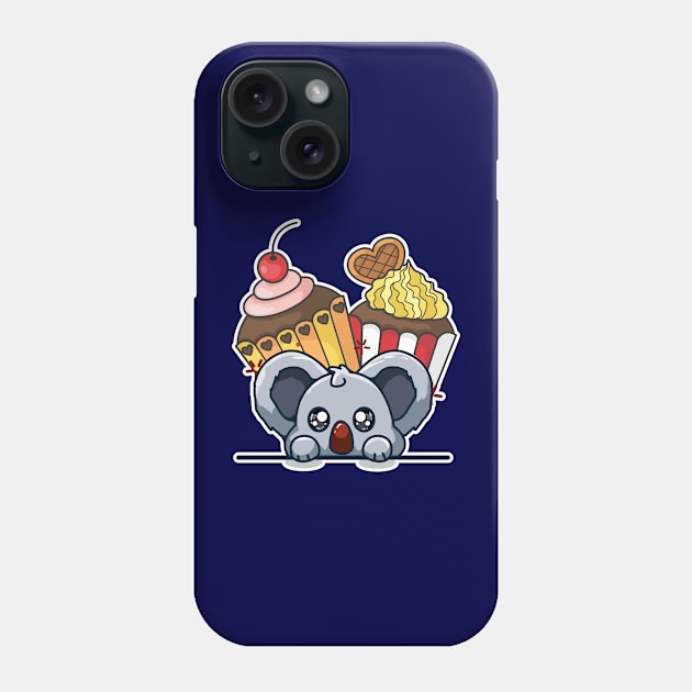 Koala and cupcakes Phone Case by Crazy Collective