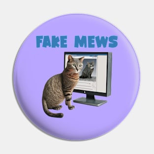 Cat looking at Catbook says fake mews funny Pin