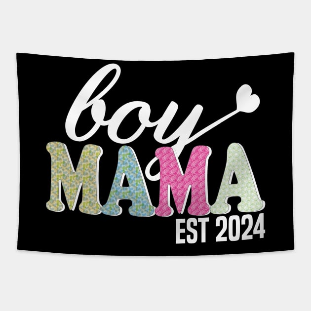 boy Mama Est 2024 Tapestry by mdr design