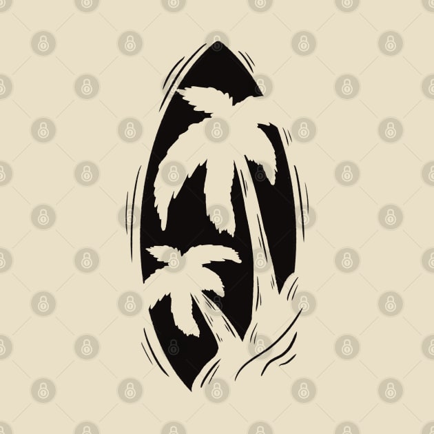 Surfboard in the silhouette of the palms by Xatutik-Art