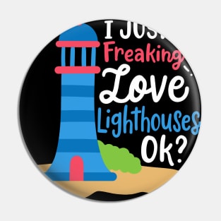 Funny Lighthouse Illustration Pin