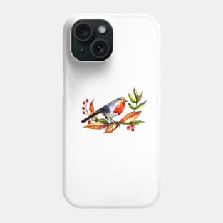 Bright watercolor Christmas bird Phone Case