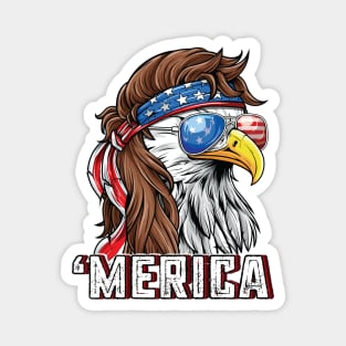 Merica USA American Flag Patriotic 4th of July Bald Eagle Magnet