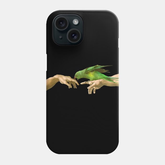 Alexandrine biting Adam, Michelangelo Green Indian ringneck Phone Case by FandomizedRose