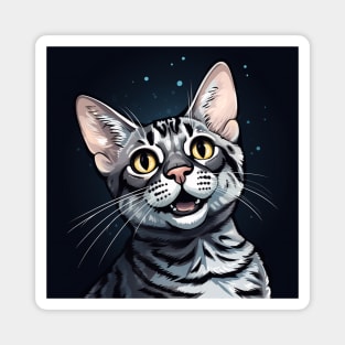 Happy Smiling Egyptian Mau Cat Portrait Magnet