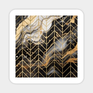 Black & Gold Marble Chevron Magnet