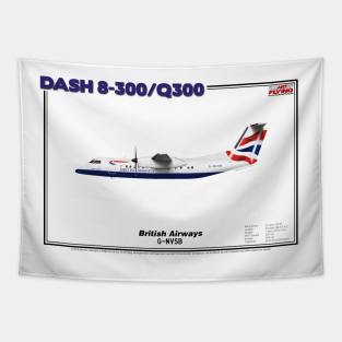 DeHavilland Canada Dash 8-300/Q300 - British Airways (Art Print) Tapestry