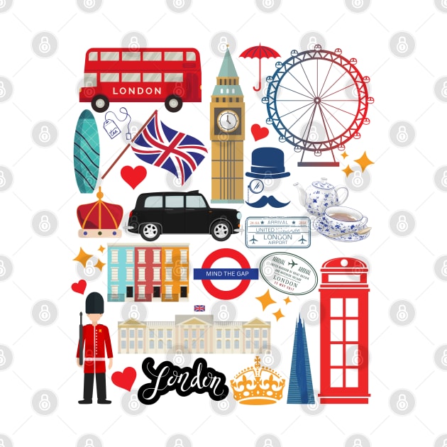 London England Collage Sightseeing Souvenir London Landmarks by MalibuSun